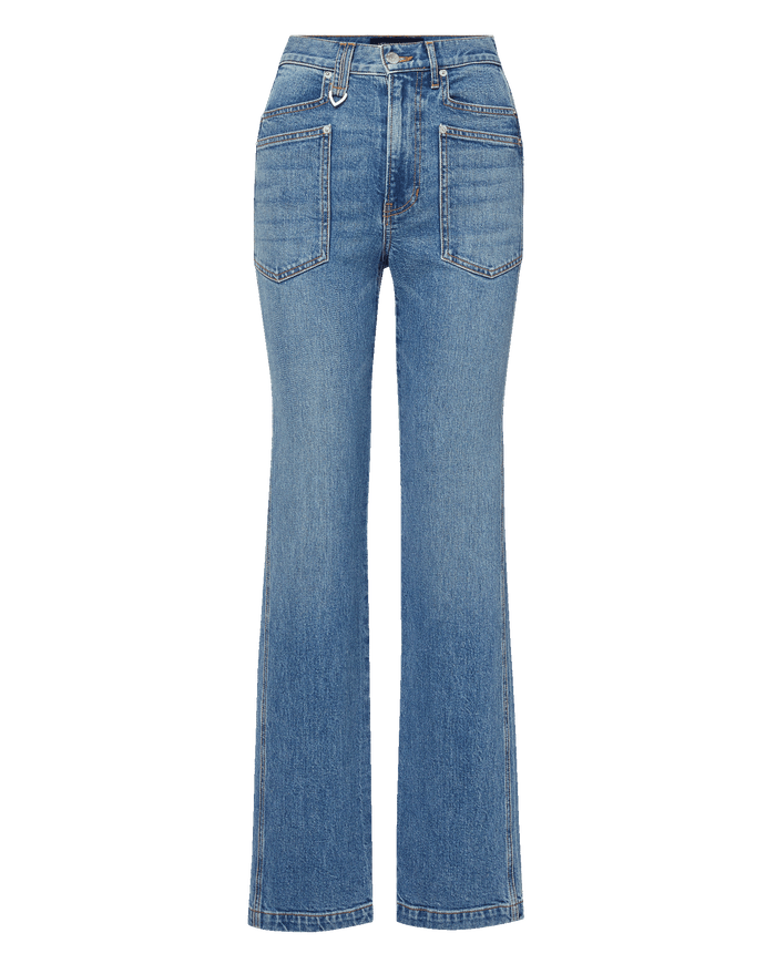 Veronica Beard Dylan Patch-Pocket Straight-Leg Jean - Orbit Glare