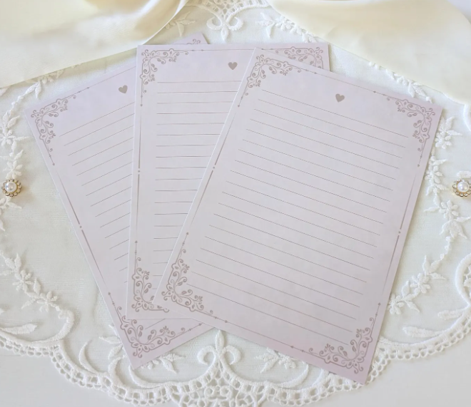 Elegant Letter Writing Paper Set | 5x7 Taupe Lined Cardstock for Weddings and Love Letters