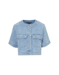 Veronica Beard Elias Short Sleeve Denim Jacket - Silverwood Blue