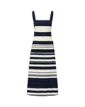 Veronica Beard Ella Striped Linen Midi Dress - Navy/Dove White