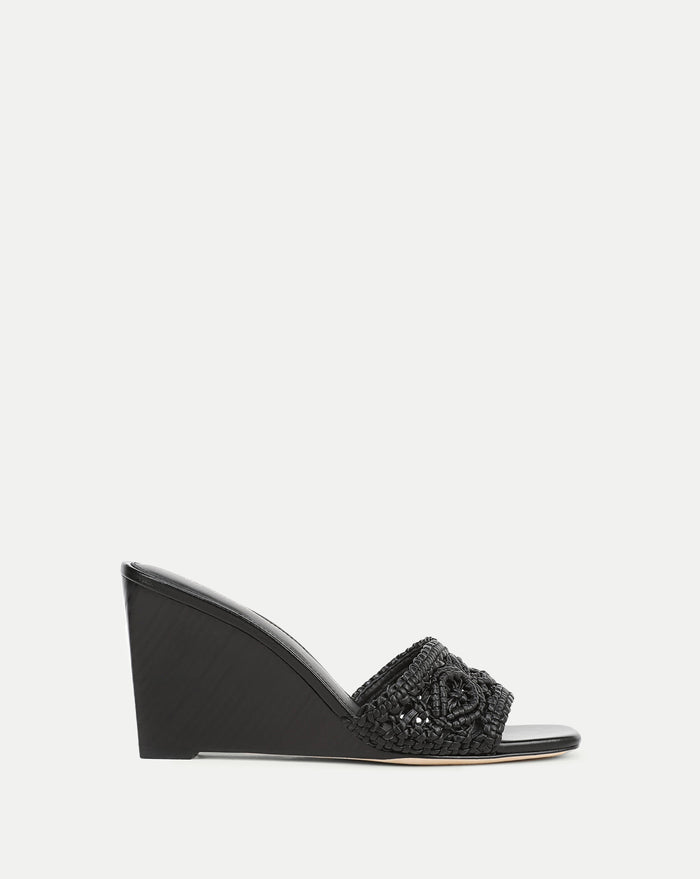Veronica Beard Ellen Macrame Wedge Sandal - Black