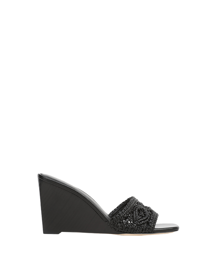 Veronica Beard Ellen Macrame Wedge Sandal - Black