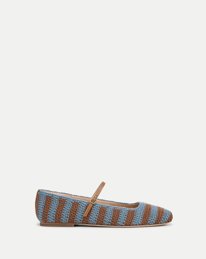 Veronica Beard Ellie Crochet Flat - Blue/Hazelwood