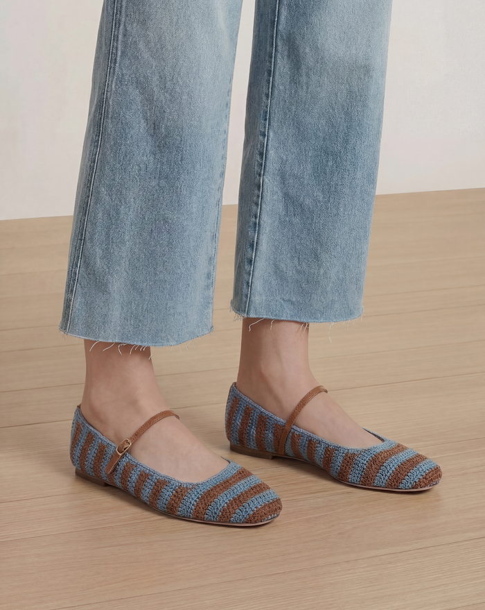 Veronica Beard Ellie Crochet Flat - Blue/Hazelwood