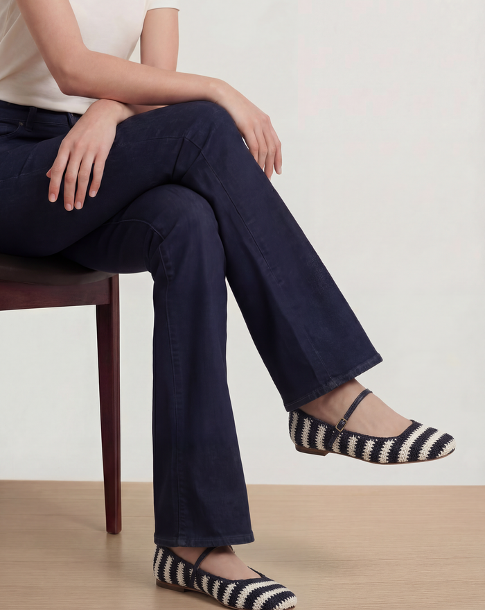 Veronica Beard Ellie Crochet Flat - Navy/Ecru