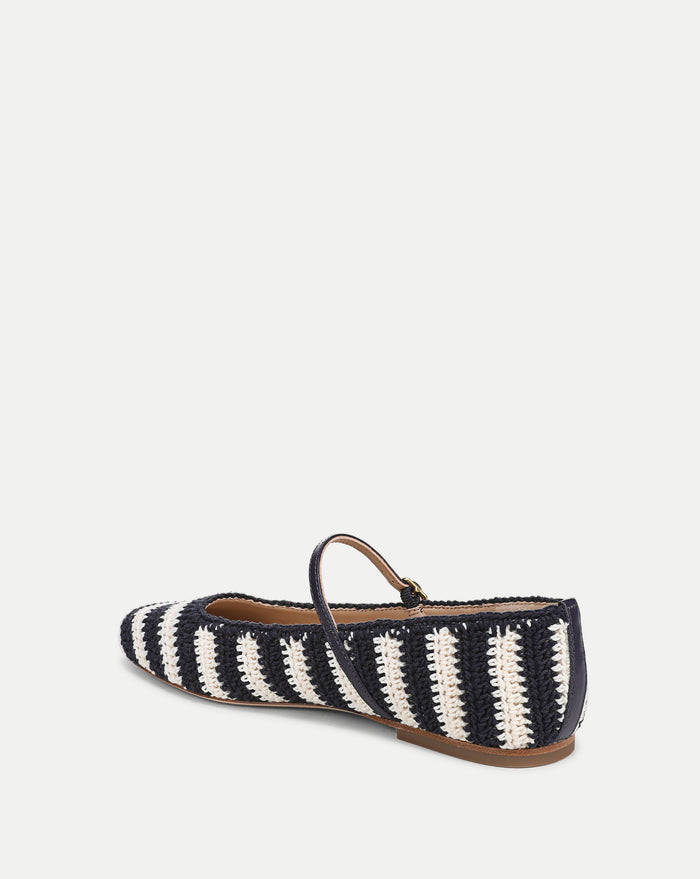 Veronica Beard Ellie Crochet Flat - Navy/Ecru