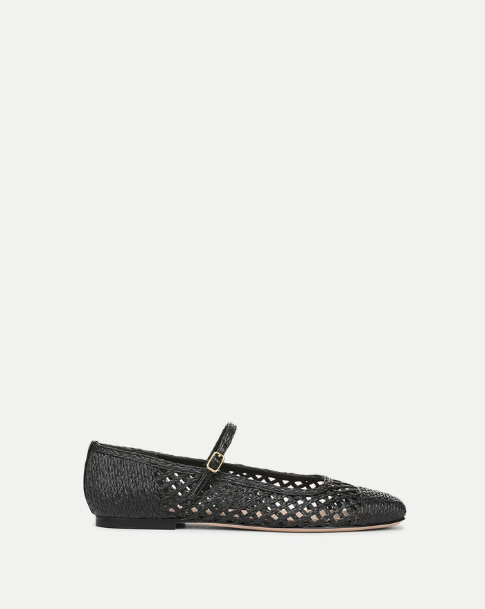 Veronica Beard Ellie Raffia Flat - Black