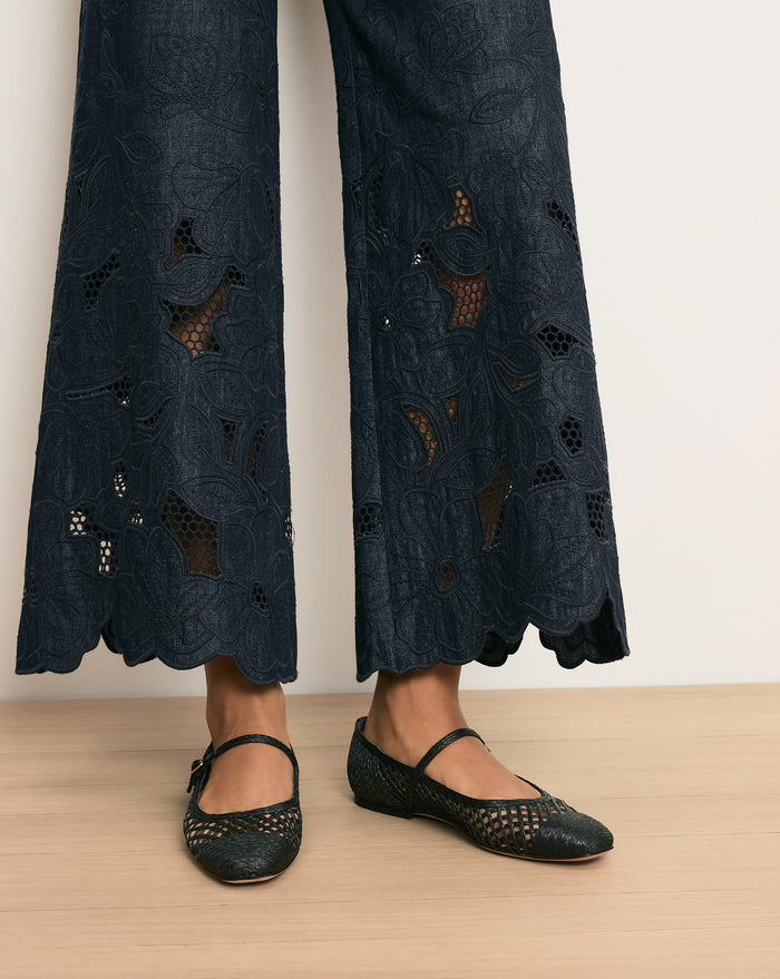 Veronica Beard Ellie Raffia Flat - Black