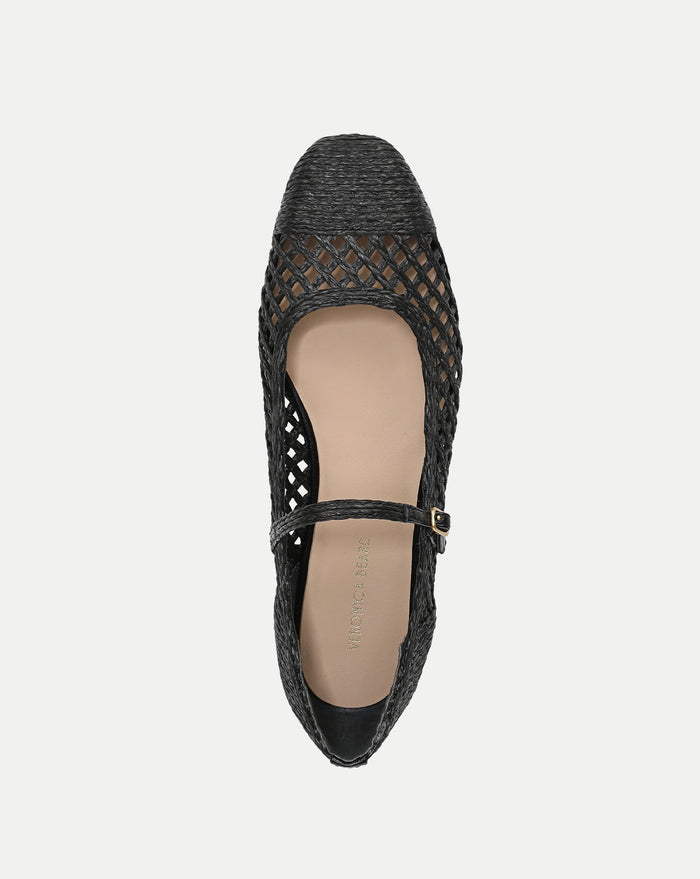 Veronica Beard Ellie Raffia Flat - Black