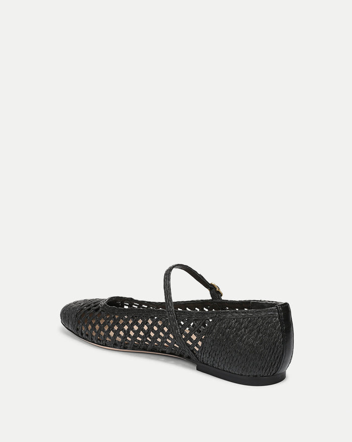 Veronica Beard Ellie Raffia Flat - Black