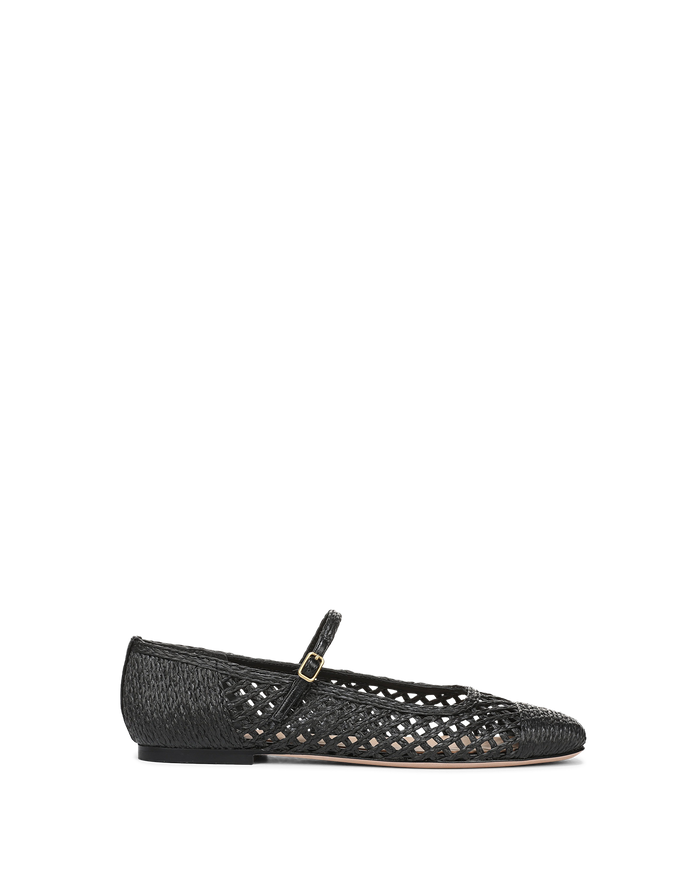 Veronica Beard Ellie Raffia Flat - Black