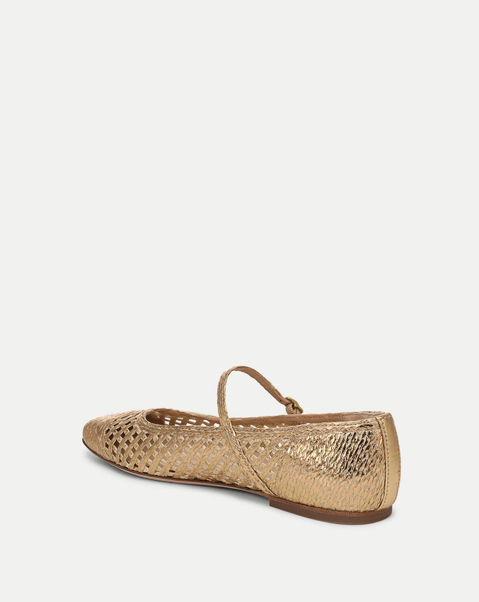 Veronica Beard Ellie Raffia Flat - Pale Gold