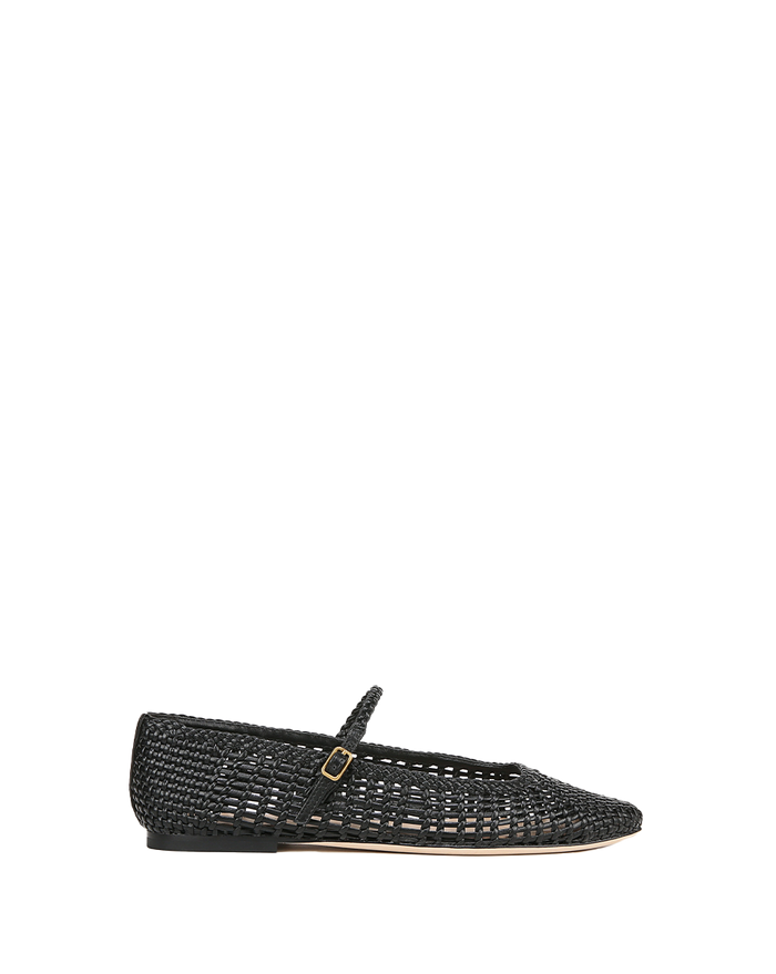 Veronica Beard Ellie Woven-Leather Flat - Black