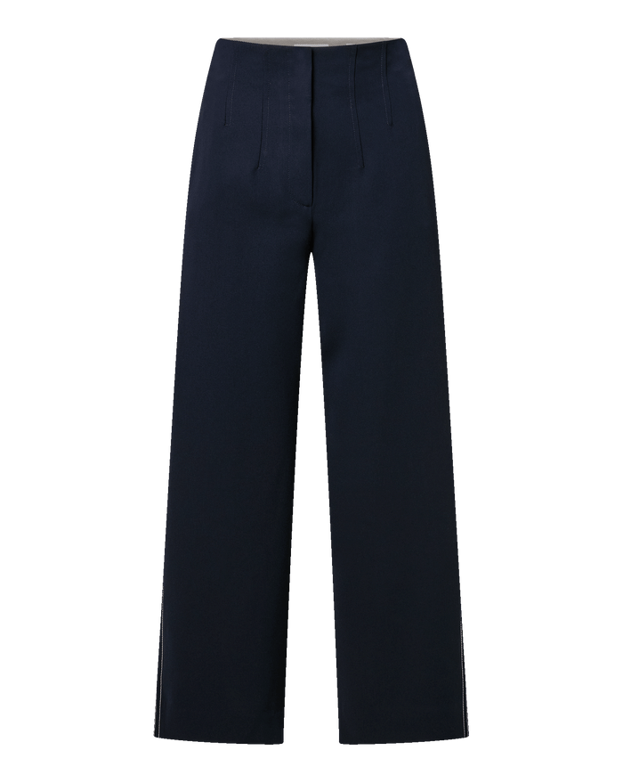 Veronica Beard Ellin Cropped Wide-Leg Pant - Navy