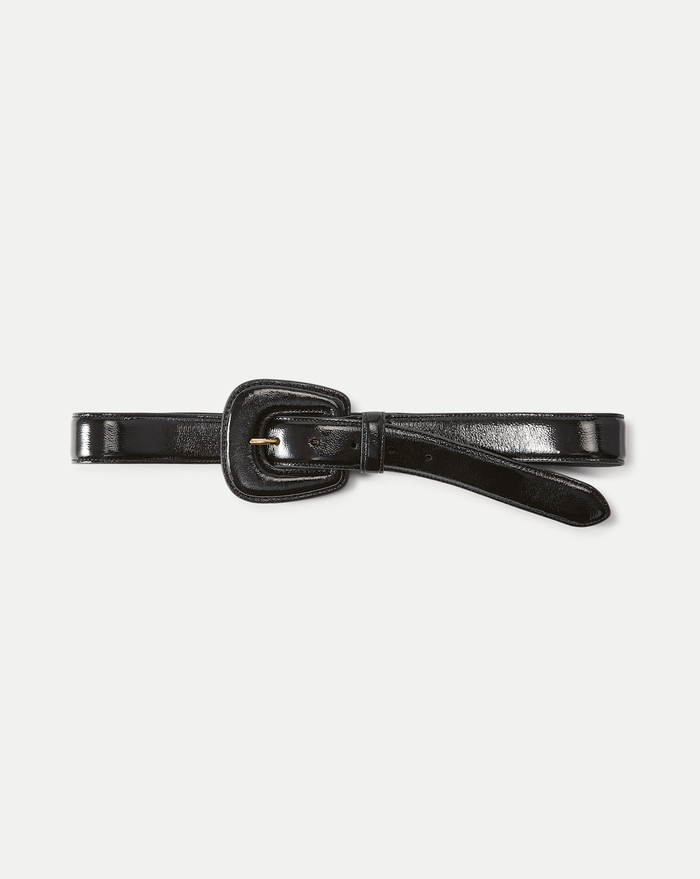 Veronica Beard Elsy Leather-Buckle Belt - Black