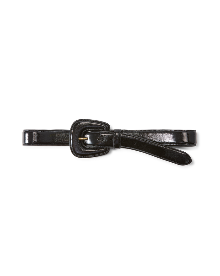Veronica Beard Elsy Leather-Buckle Belt - Black