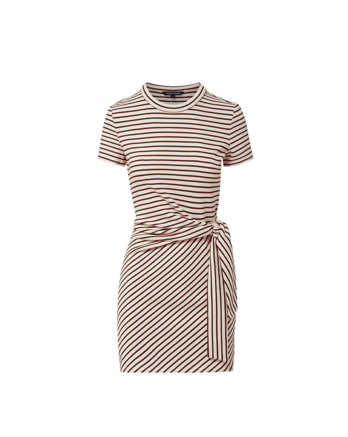 Veronica Beard Striped knit mini dress with tie waist.