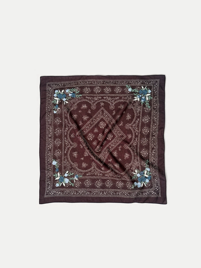 Veronica Beard Embroidered Bandana - Raisin Dove