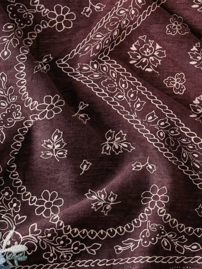 Veronica Beard Embroidered Bandana - Raisin Dove