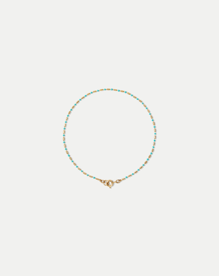 Veronica Beard Enamel Bead Chain Anklet - Turquoise