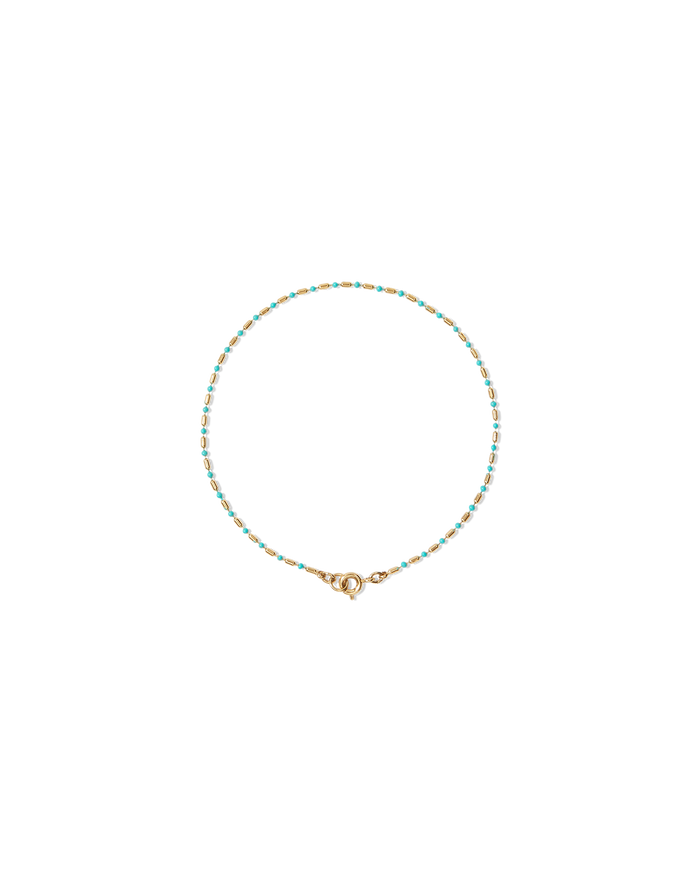 Veronica Beard Enamel Bead Chain Anklet Turquoise