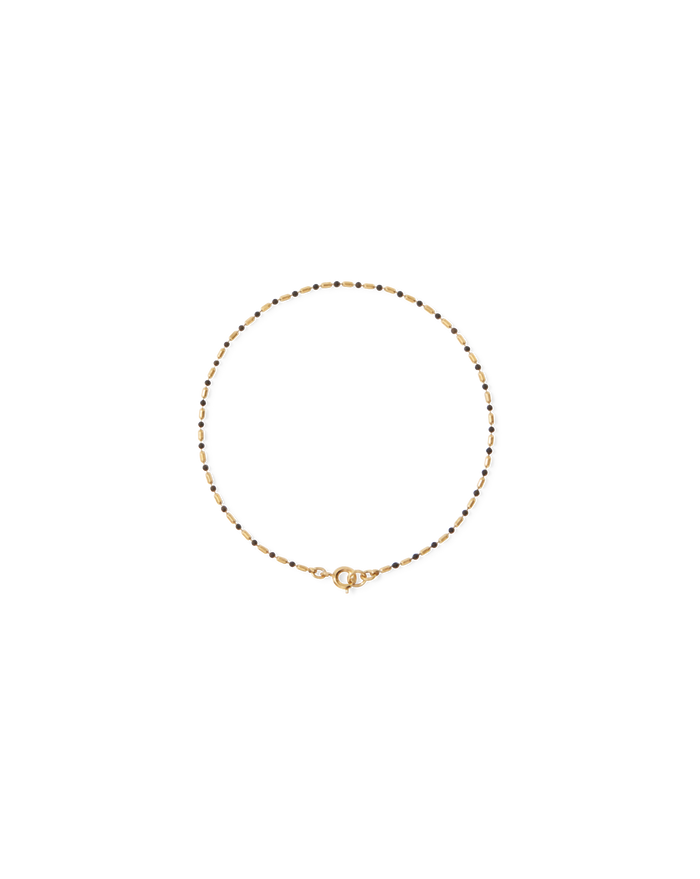 Veronica Beard Enamel Bead Chain Anklet Black