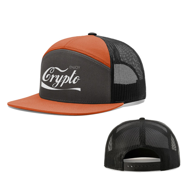 Seven-Panel Trucker Flatbill / Charcoal and Burnt Orange and Black / One Size