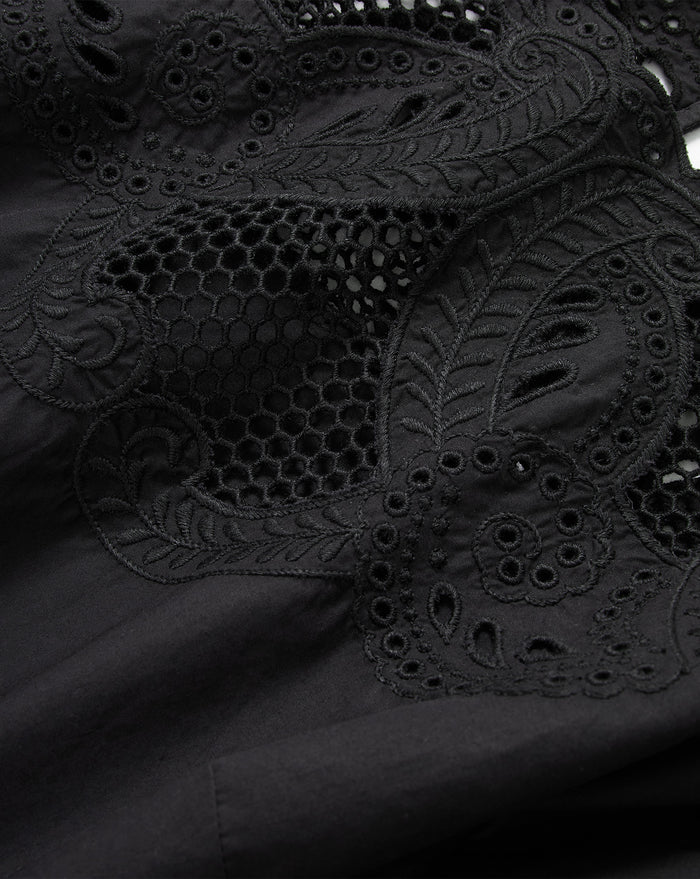 Veronica Beard Errol Embroidered Top - Black