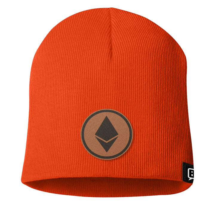 Ethereum Leather Patch Beanies - BustedTees.com