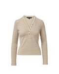 Veronica Beard Striped long-sleeve henley shirt with a v-neck and button placket.