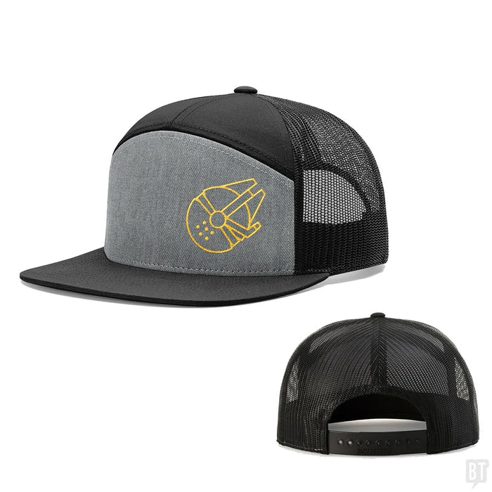Seven-Panel Trucker Flatbill / Heather and Black / One Size