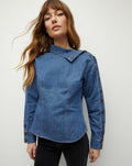 Veronica Beard Fauri Asymmetrical Denim Shirt - Cornflower