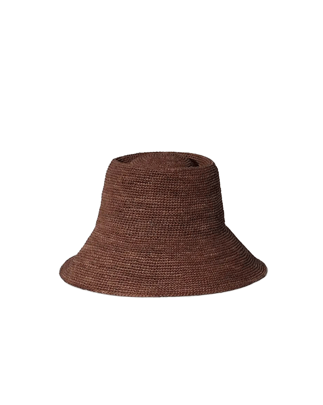 Veronica Beard Felix Raffia Bucket Hat - Dark Brown