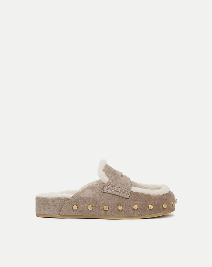 Veronica Beard Fenix Shearling Mule - Bark