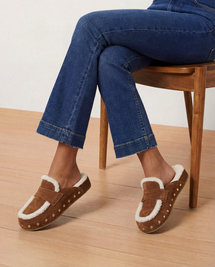 Veronica Beard Fenix Shearling Mule - Hazelwood