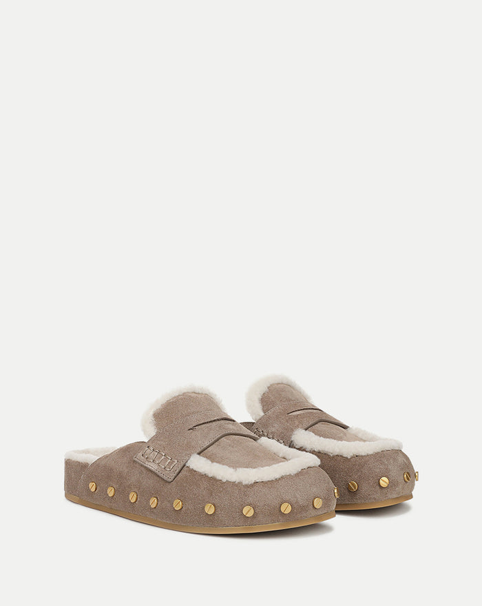 Veronica Beard Fenix Shearling Mule - Bark