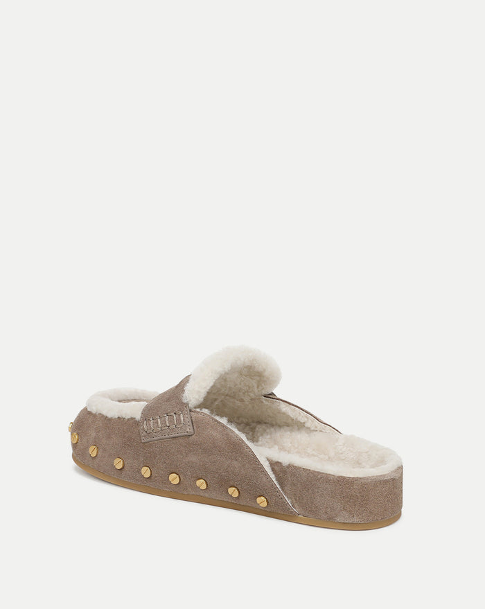Veronica Beard Fenix Shearling Mule - Bark