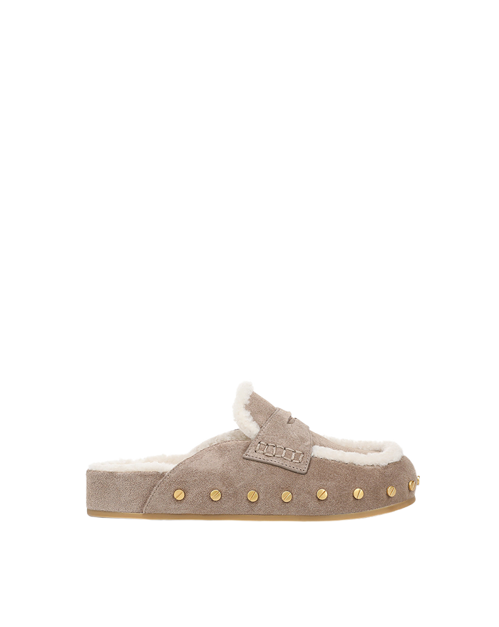 Veronica Beard Fenix Shearling Mule - Bark