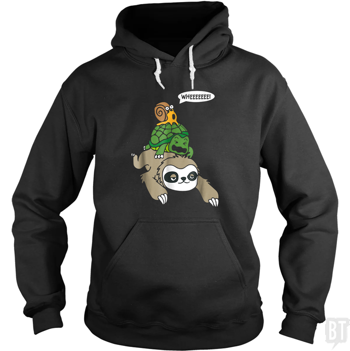Funny Snail Ridding Turtle Ridding Sloth Hoodie