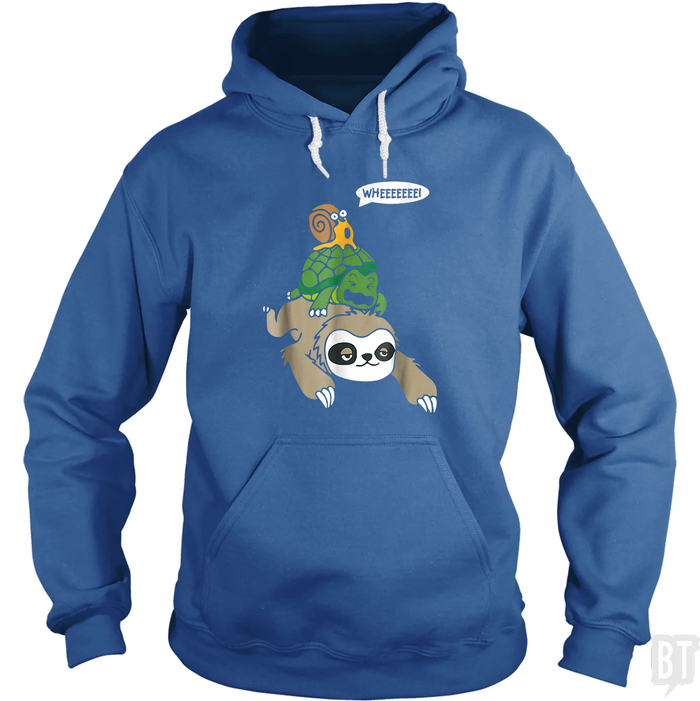 Funny Snail Ridding Turtle Ridding Sloth Hoodie