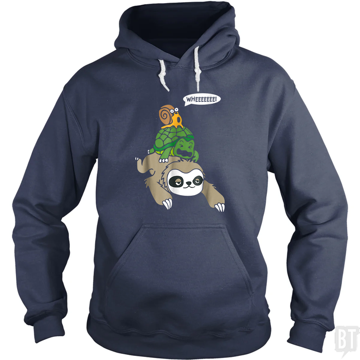 Funny Snail Ridding Turtle Ridding Sloth Hoodie