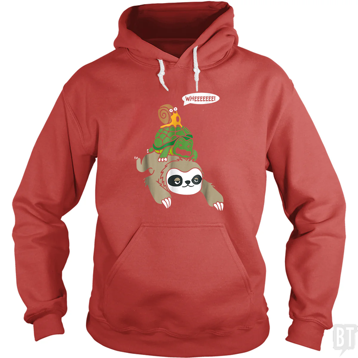 Funny Snail Ridding Turtle Ridding Sloth Hoodie