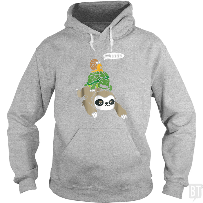Funny Snail Ridding Turtle Ridding Sloth Hoodie