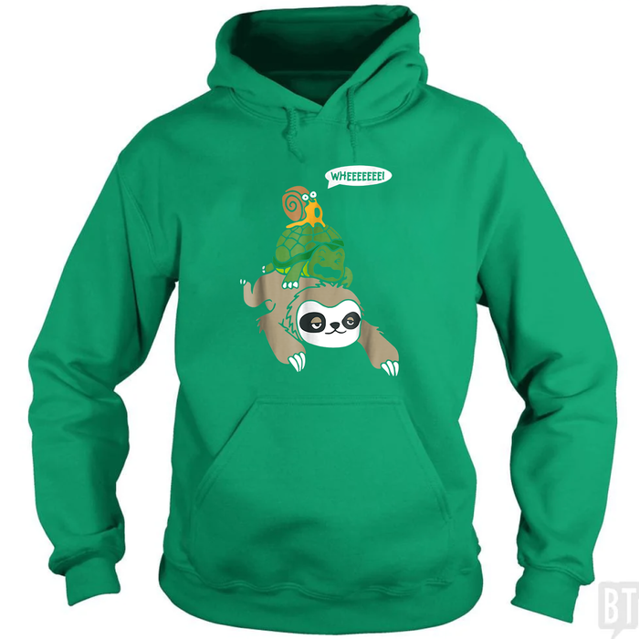 Funny Snail Ridding Turtle Ridding Sloth Hoodie