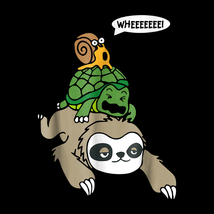 Funny Snail Ridding Turtle Ridding Sloth Kids Shirt