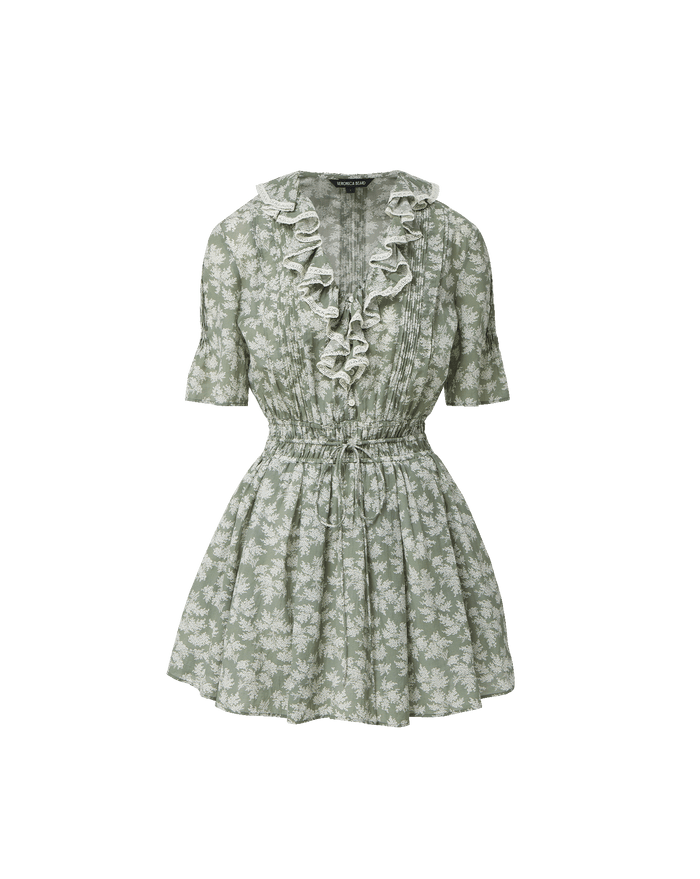 Veronica Beard Gallagher Floral Mini Dress - Sage/Dove White