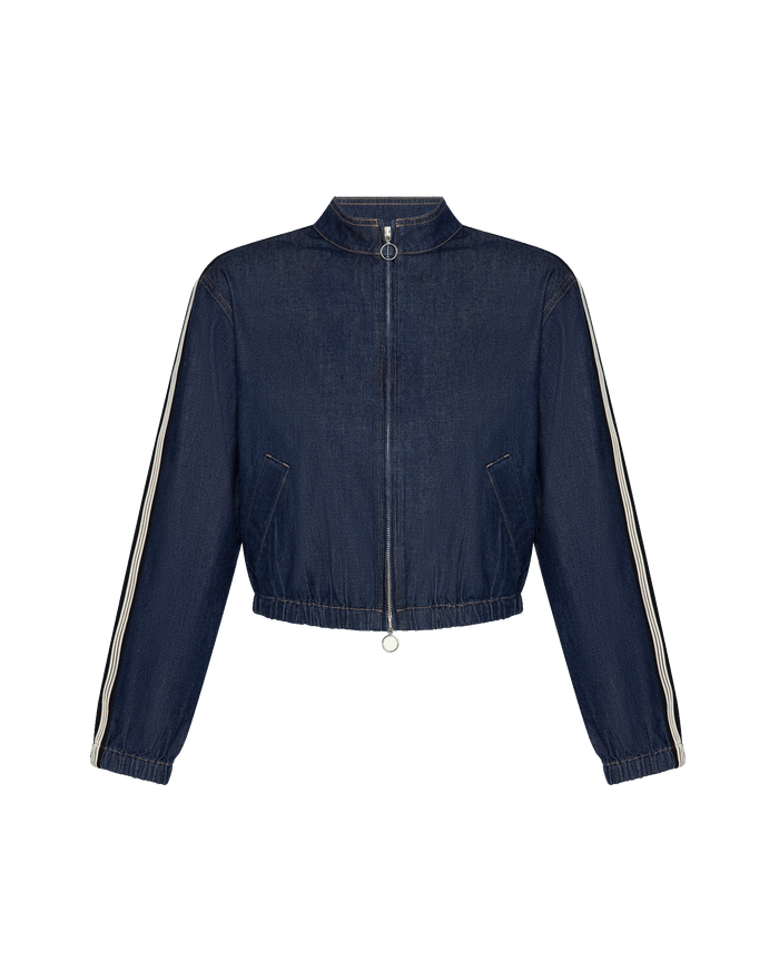 Veronica Beard Gigi Denim Track Jacket - Indigo Rinse