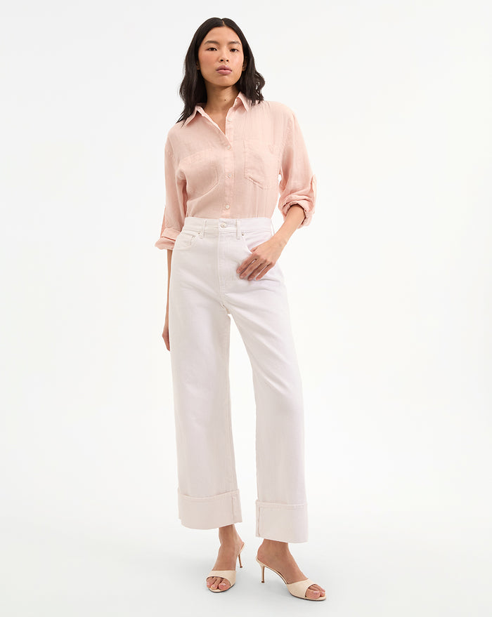 Veronica Beard Gil Linen Shirt - Pink Shell