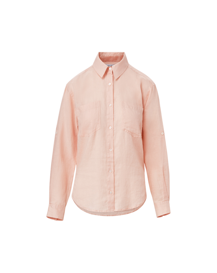 Veronica Beard Gil Linen Shirt - Pink Shell