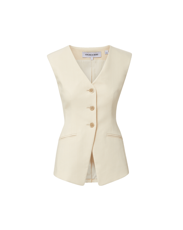 Veronica Beard Gillson Tailored Vest - Ecru
